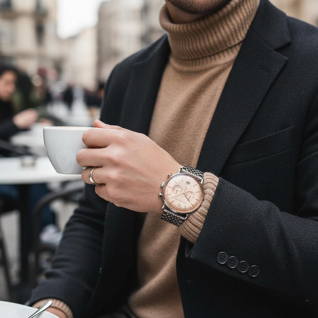 Emporio Armani AR11239 Men’s Champagne Dial Stainless Steel Aviator Watch - Luxury Hub Store