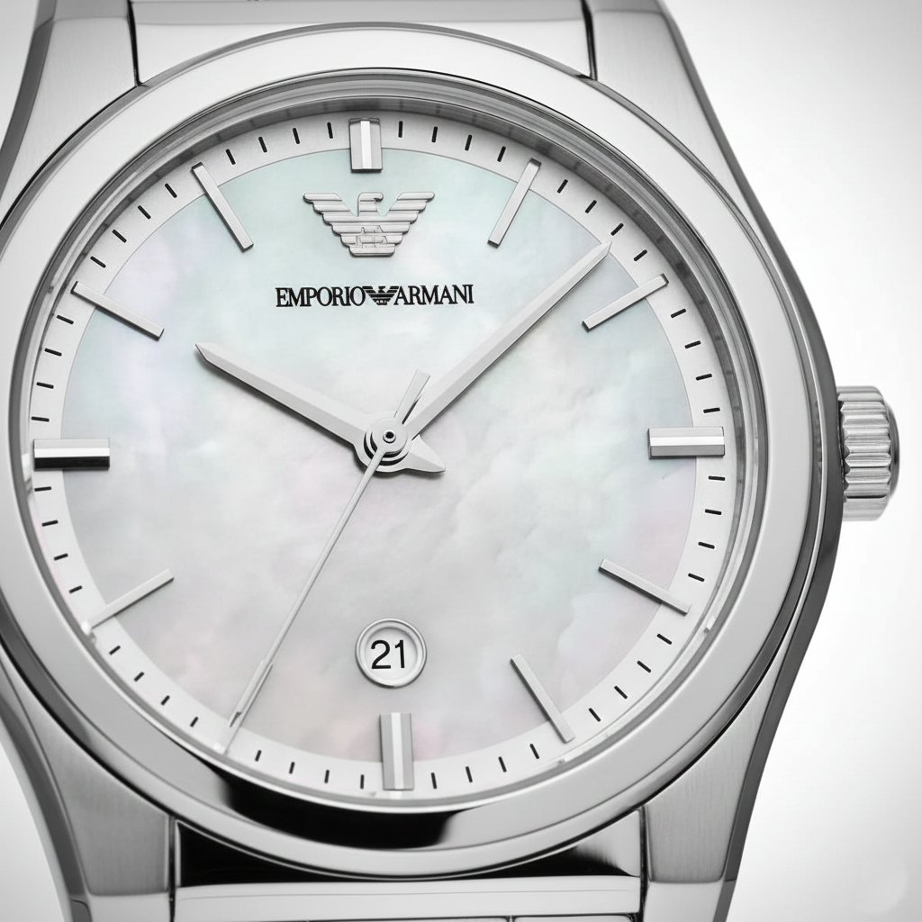 Emporio Armani AR11557 Women’s Mother of Pearl Dial Stainless Steel Federica Watch - Luxury Hub Store