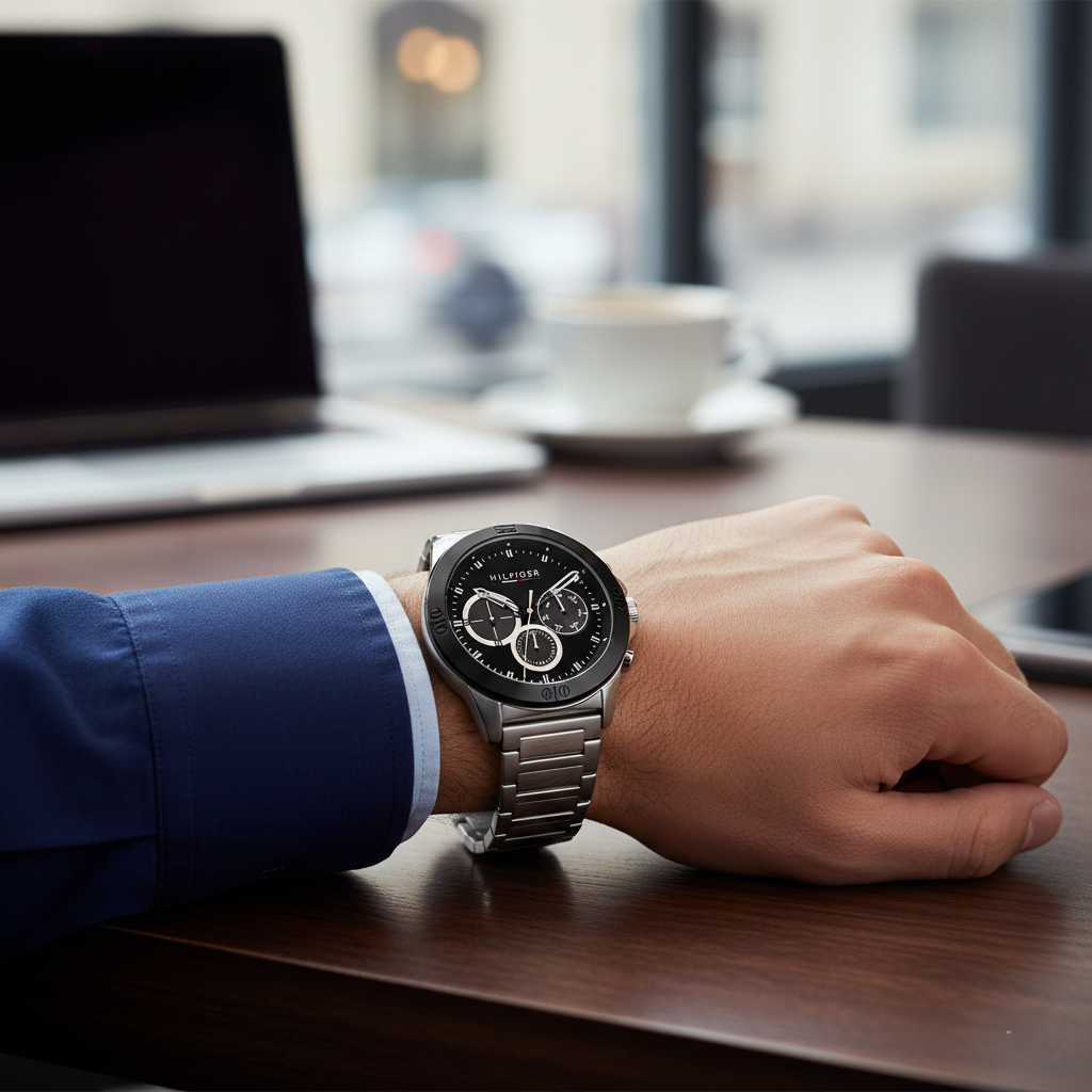 Tommy Hilfiger Harley 1791890 Men’s Black Dial Silver Metal Multi-Function Watch