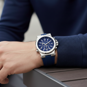 Michael Kors MK8303 Men’s Navy Blue Dial Blue Rubber Strap Chronograph Watch - Luxury Hub Store