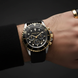 Michael Kors MK8366 Men’s Black Dial Black Silicone Strap Everest Chronograph Watch - Luxury Hub Store