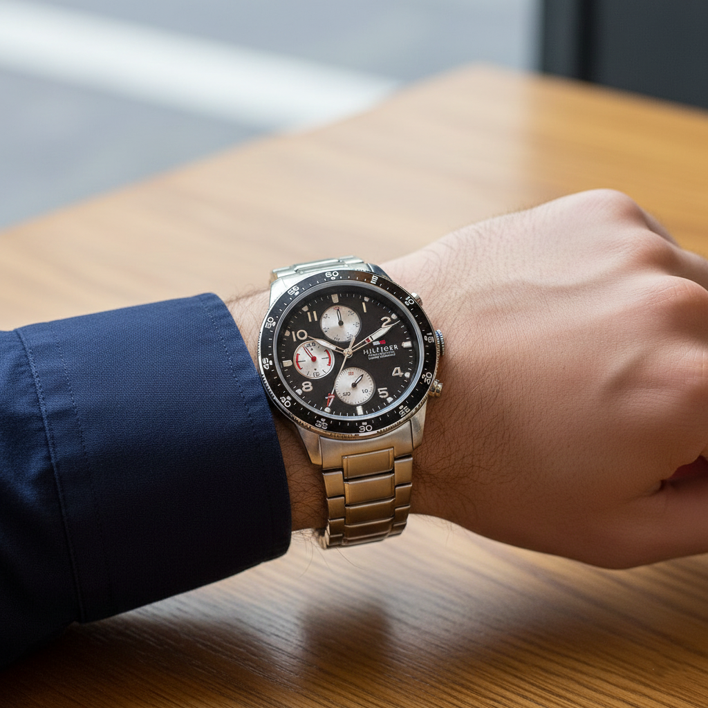 Tommy Hilfiger Jimmy 1791950 Men’s Black Dial Silver Stainless Steel Multi-Function Watch