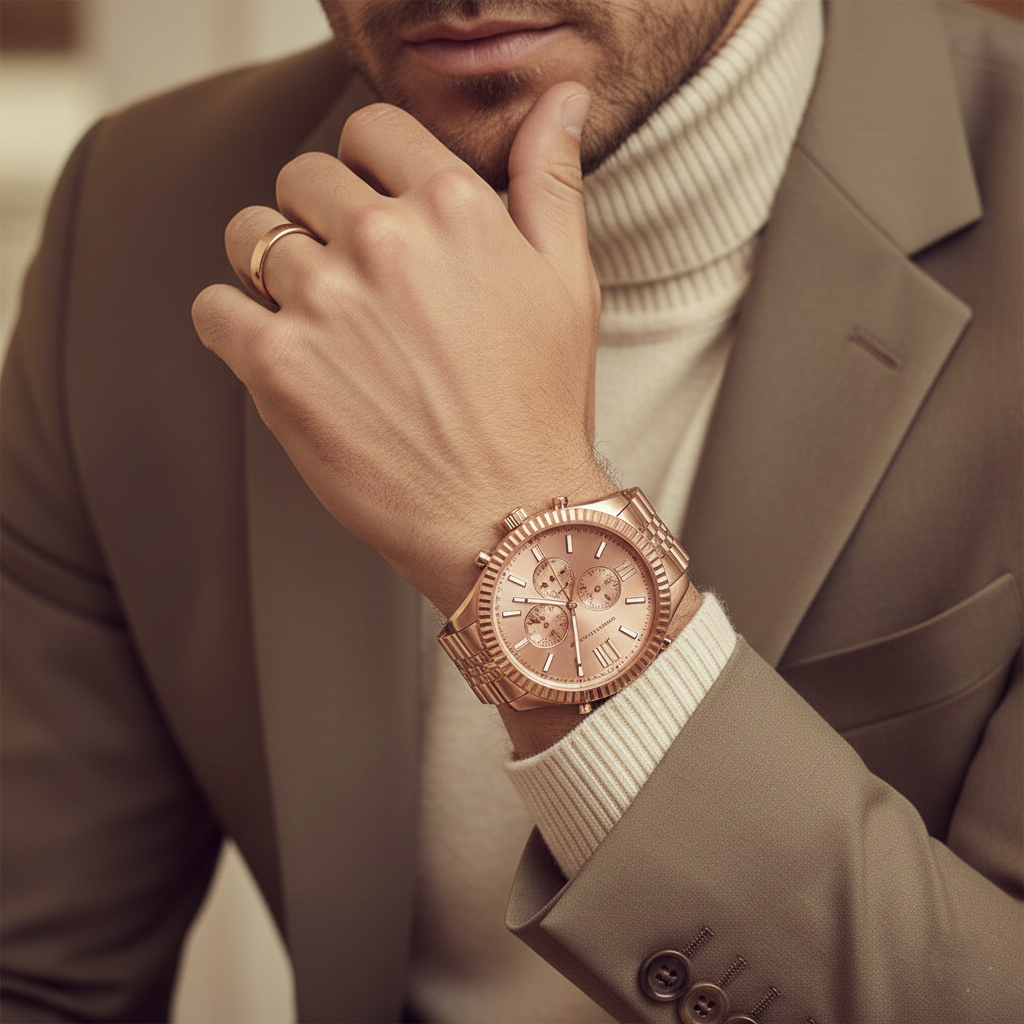 Michael Kors MK8319 Men’s Rose Gold Dial Rose Gold Stainless Steel Lexington Chronograph Watch - Luxury Hub Store