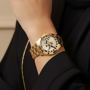 Michael Kors MK4561 Slim Runway Women’s Gold Crystal Logo Dial Stainless Steel Watch - Luxury Hub Store