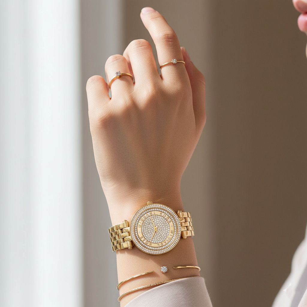 Michael Kors MK3445 Darci Mini Women’s Gold Crystal Dial Watch - Luxury Hub Store