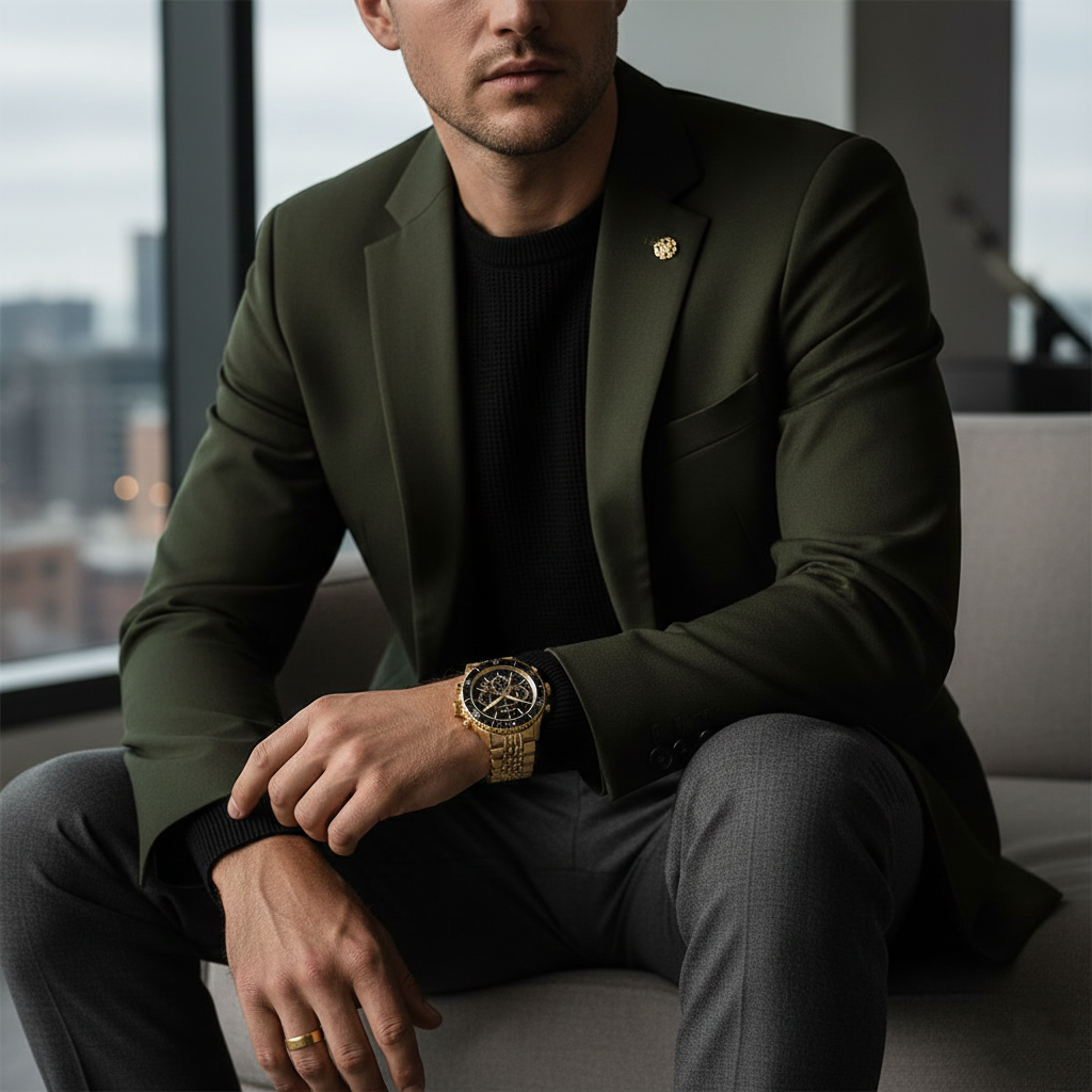 Michael Kors MK8726 Men’s Black Dial Gold Stainless Steel Bayville Chronograph Watch - Luxury Hub Store