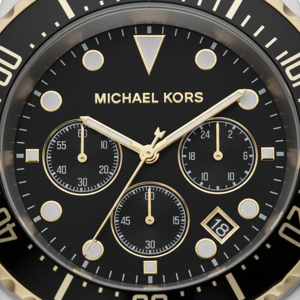 Michael Kors MK8311 Men’s Black Dial Two-Tone Stainless Steel Everest Chronograph Watch - Luxury Hub Store