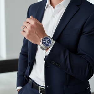 Michael Kors MK8280 Men’s Blue Dial Silver Stainless Steel Lexington Chronograph Watch - Luxury Hub Store