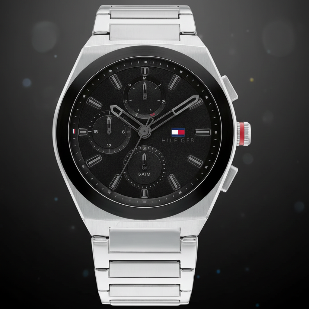 Tommy Hilfiger Connor 1791897 Men’s Black Dial Silver Metal Multi-Function Watch