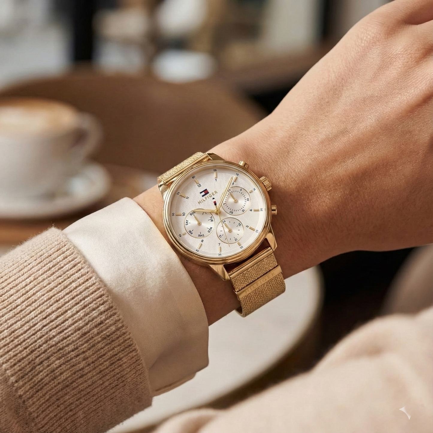 Tommy Hilfiger Men's Multi-Function Watch – Model 1782302 – Gold Mesh Strap