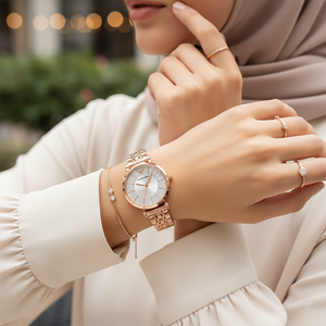 Emporio Armani AR11446 Women’s Silver Crystal Dial Rose Gold Gianni T-Bar Watch - Luxury Hub Store
