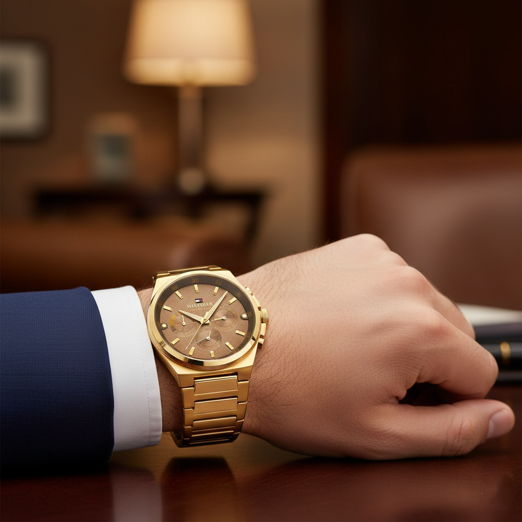 Tommy Hilfiger Men’s Watch – Gold Dial – Gold Stainless-Steel Bracelet (1792090)