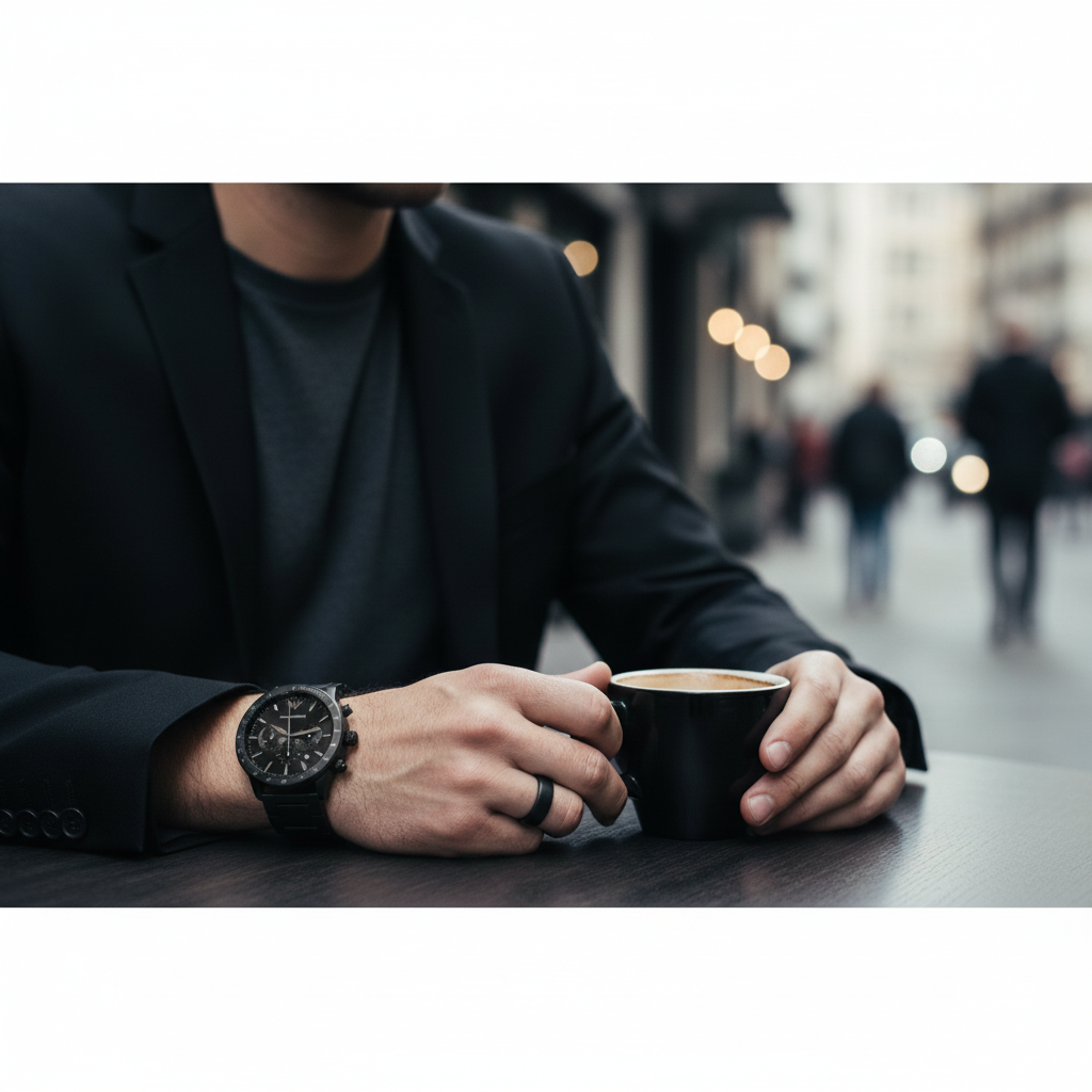 Emporio Armani AR11242 Men’s Black Dial Black Stainless Steel Chronograph Watch - Luxury Hub Store