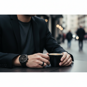 Emporio Armani AR11242 Men’s Black Dial Black Stainless Steel Chronograph Watch - Luxury Hub Store