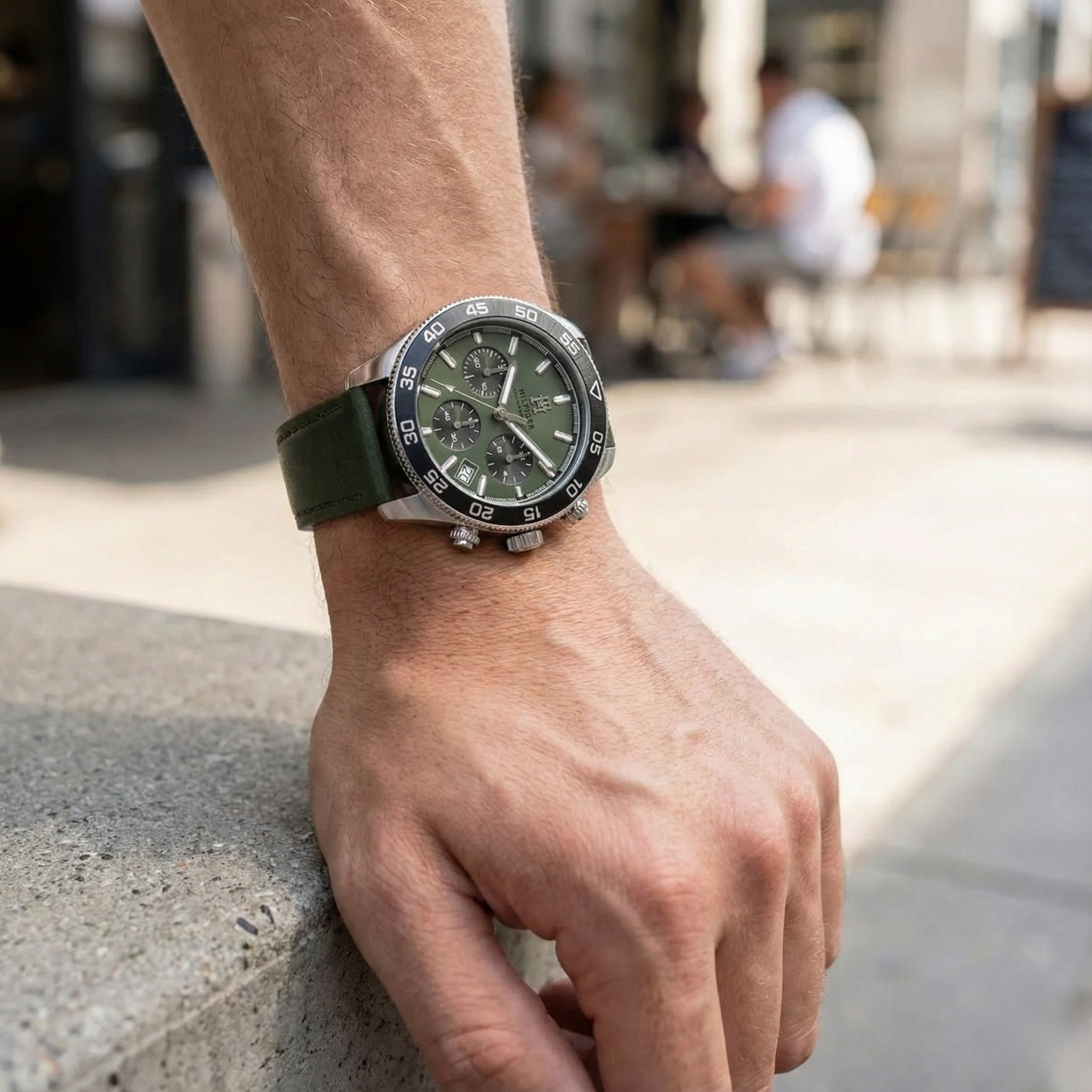 Tommy Hilfiger Chronograph Men's Watch – Model 1792188 – Green Dial & Leather Strap