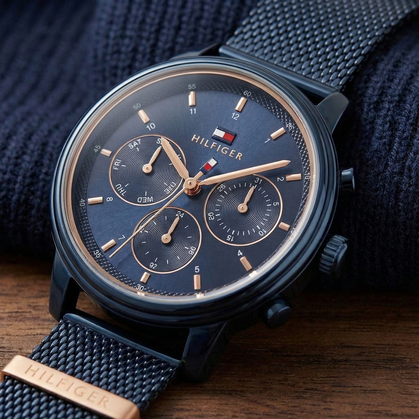 Tommy Hilfiger Women's Multi-Function Watch – Blue Leather Strap – Model 1782809