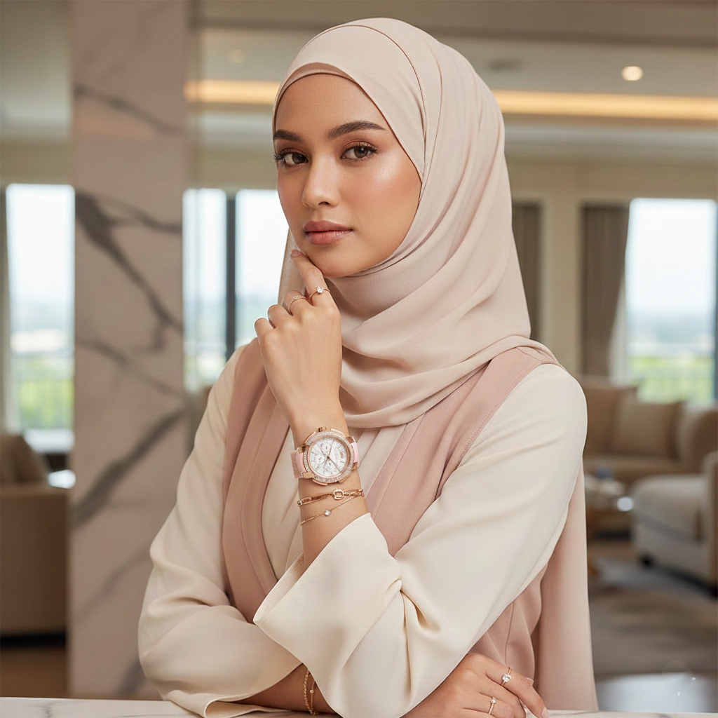 Michael Kors MK7222 Women’s White Dial Pink Logo Strap Rose Gold Multi-Function Watch - Luxury Hub Store