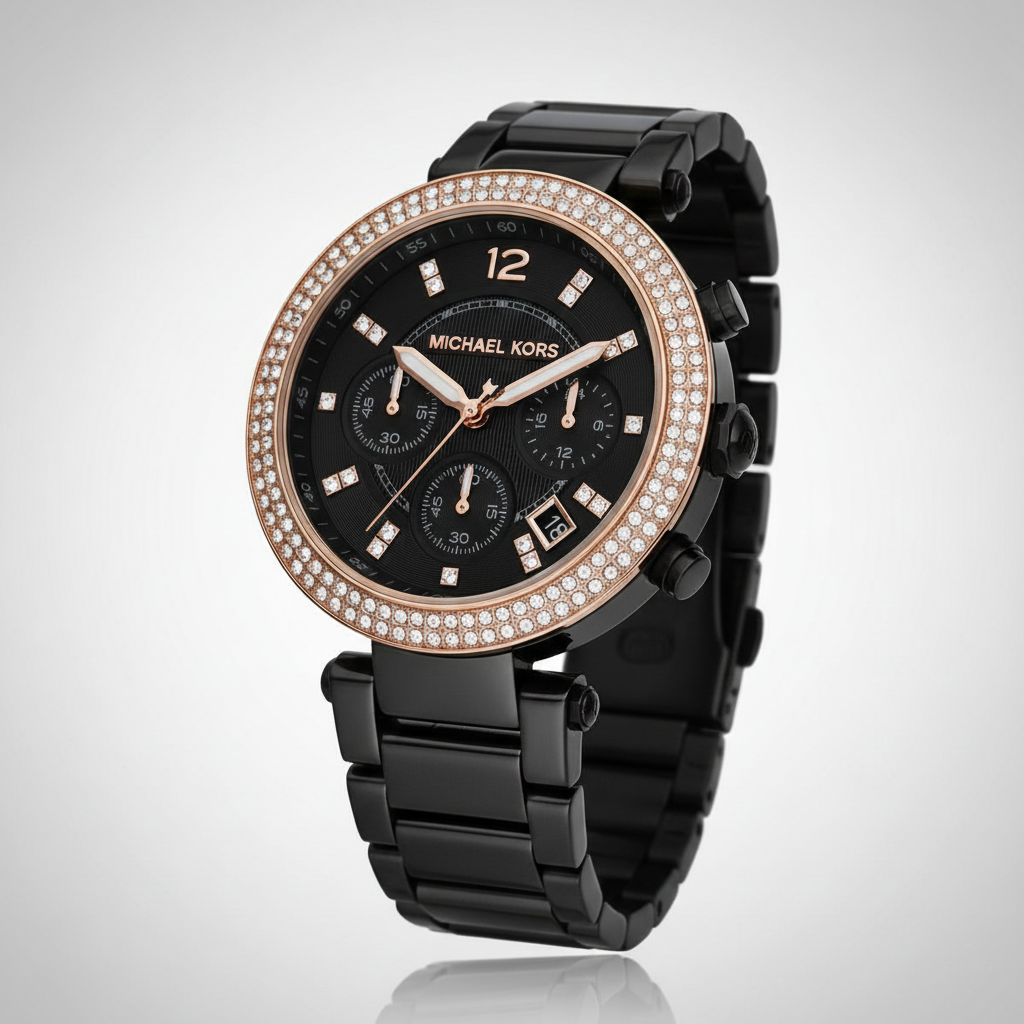 Michael Kors MK5885 Parker Women’s Black Dial Black Chronograph Watch - Luxury Hub Store
