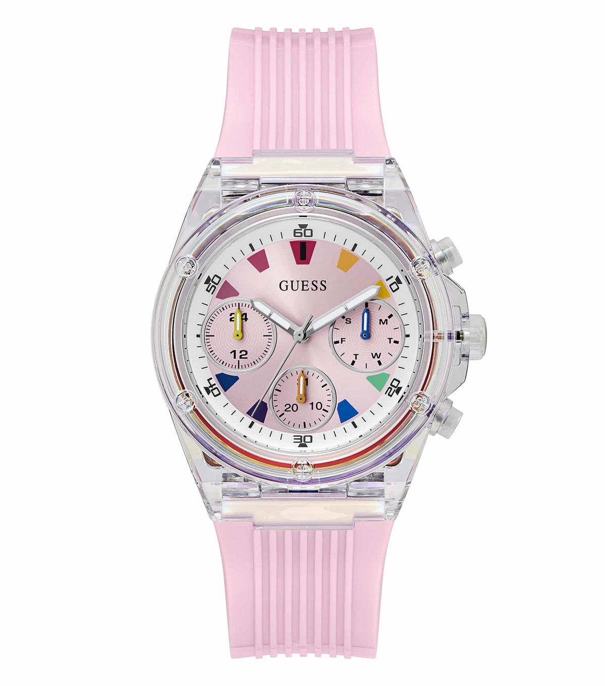 Guess Athena GW0438L7 Women's watch - pink dial transparent case