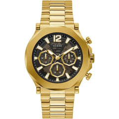 Guess Edge GW0539G2 men's watch - black skeleton dial gold steel strap
