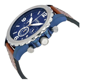 Wristwatch with blue strap and blue dial on a white background