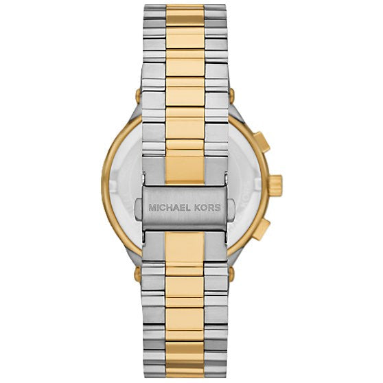 Michael Kors MK9221 Men’s White Dial Two-Tone Silver Gold Stainless Steel Billie Chronograph Watch - Luxury Hub Store