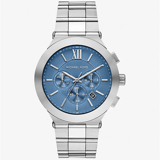 Michael Kors MK9222 Men’s Blue Dial Silver Stainless Steel Billie Chronograph Watch - Luxury Hub Store