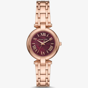 Michael Kors Mini Laney MKO1084 Women's Watch – Oxblood Dial & Rose Gold-Tone Bracelet