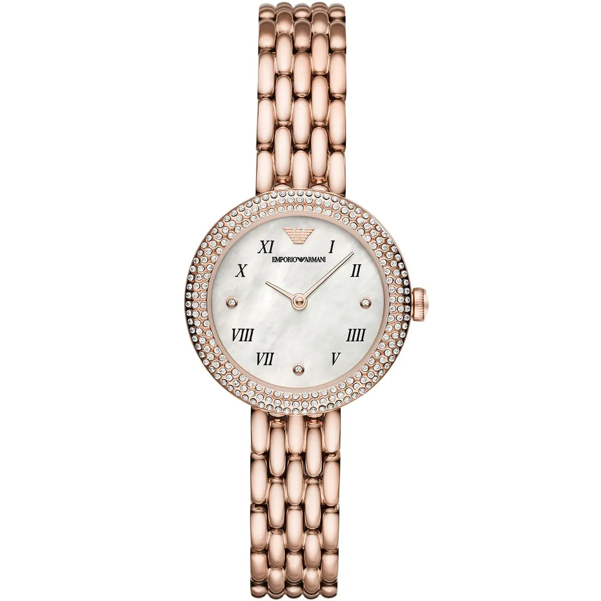 Emporio Armani AR11355 Rosa Women's Watch with Pavé Crystal Bezel and MOP Dial