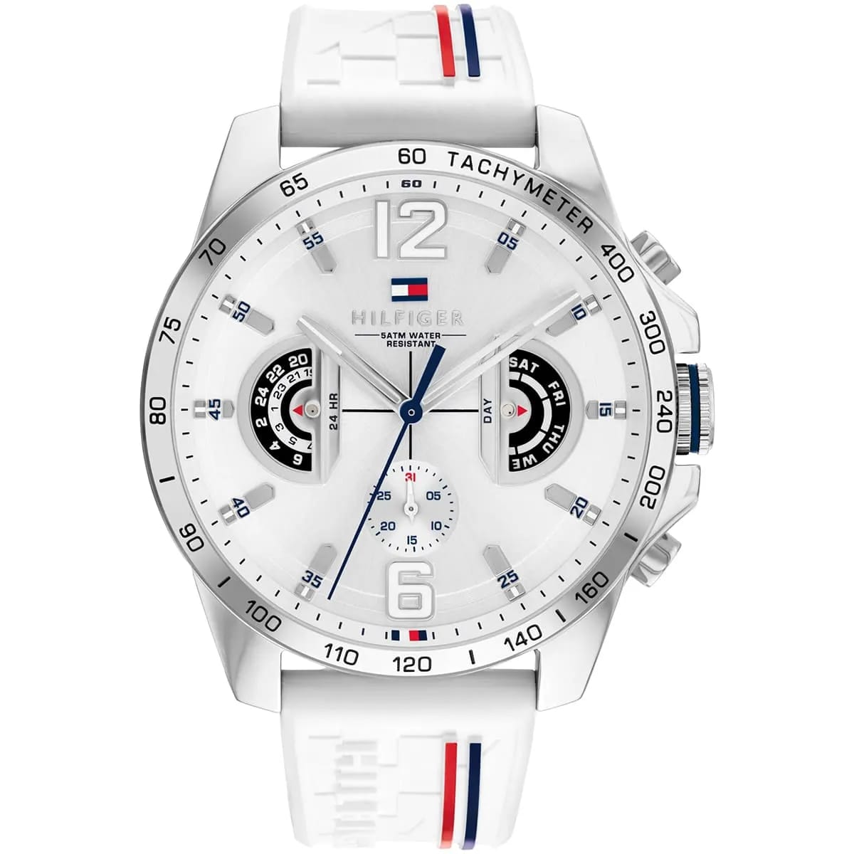 Tommy Hilfiger Men's Sport Multi-Function Watch – Model 1710676– White Silicone Strap - Luxury Hub Store