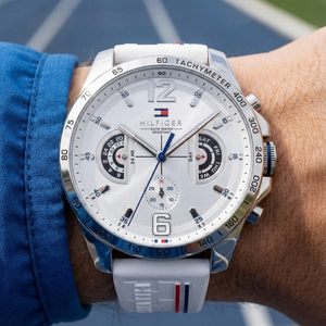 Tommy Hilfiger Men's Sport Multi-Function Watch – Model 1710676– White Silicone Strap - Luxury Hub Store