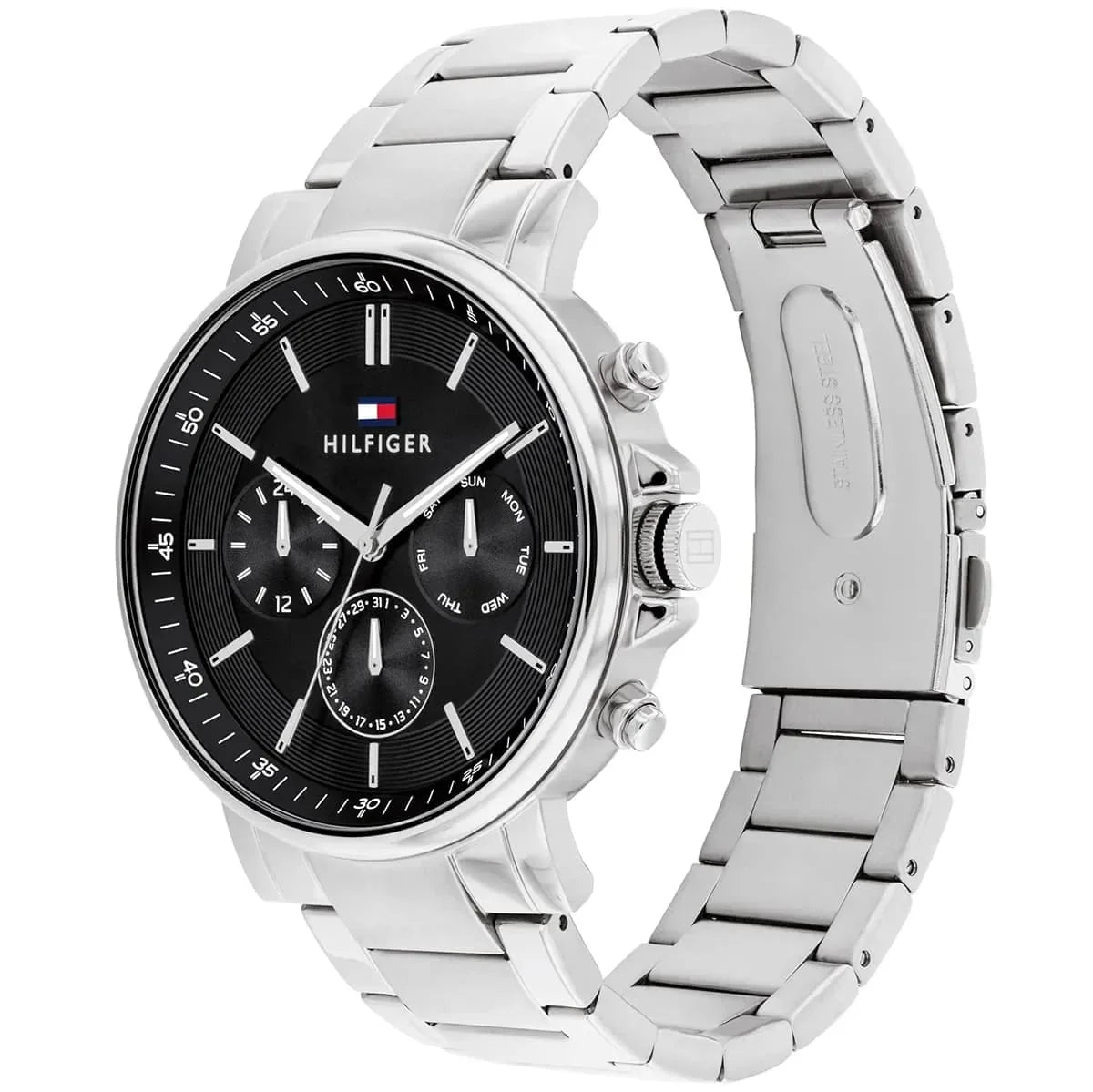 Tommy Hilfiger 1710667 Men’s Chronograph Watch – Black Dial & Stainless-Steel Bracelet - Luxury Hub Store