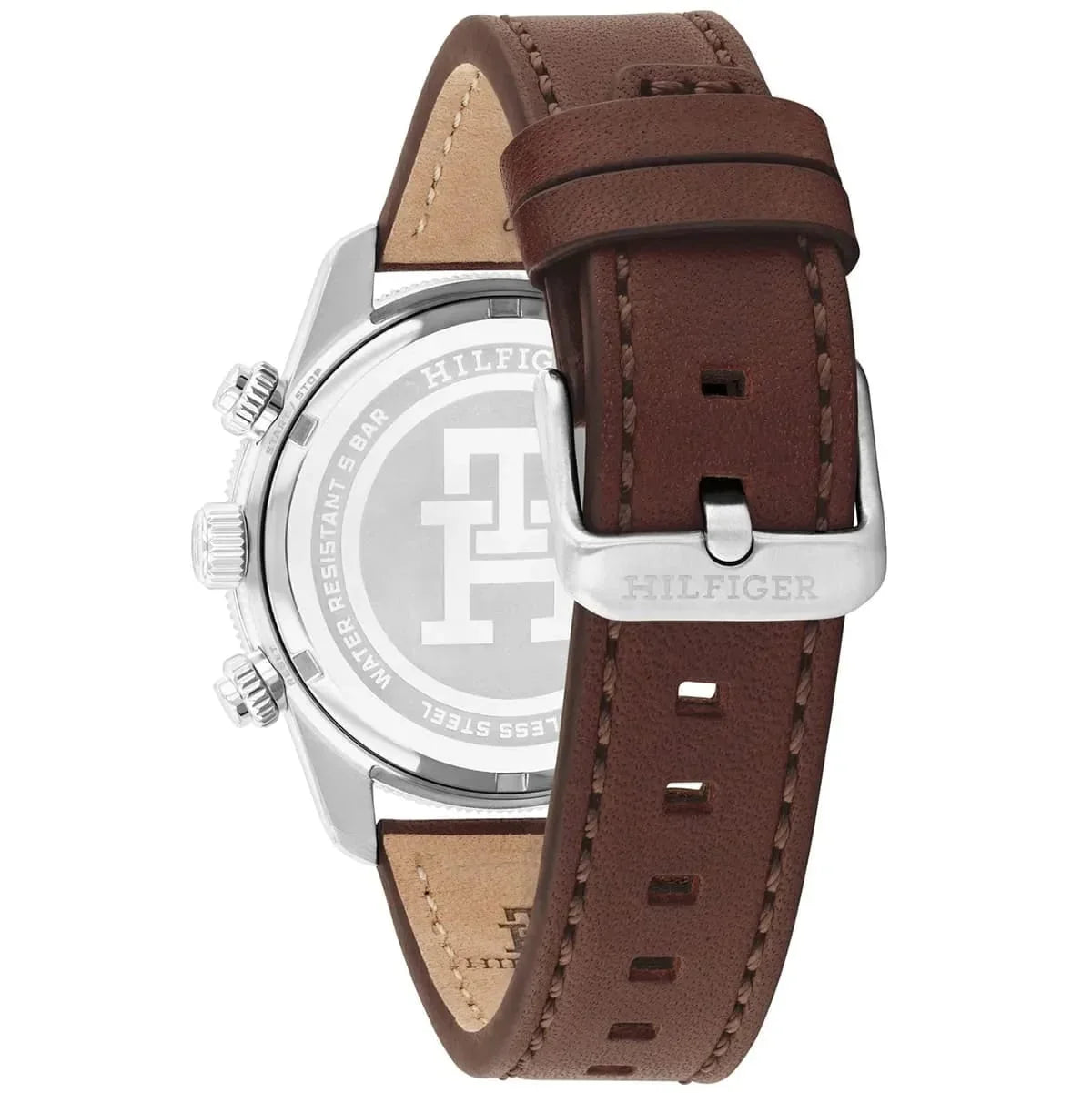 Tommy Hilfiger 1792166 Men’s Chronograph Watch – Black Dial, Pepsi Bezel & Brown Leather Strap - Luxury Hub Store