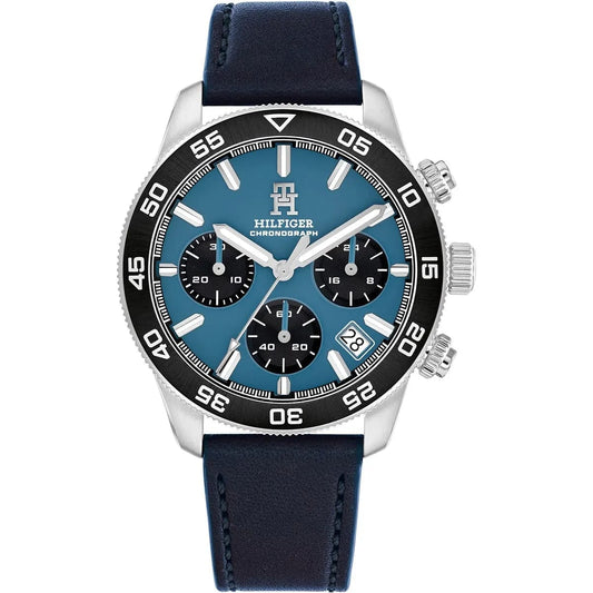 Tommy Hilfiger  1792187 Men’s Chronograph Watch – Blue Dial & Navy Leather Strap