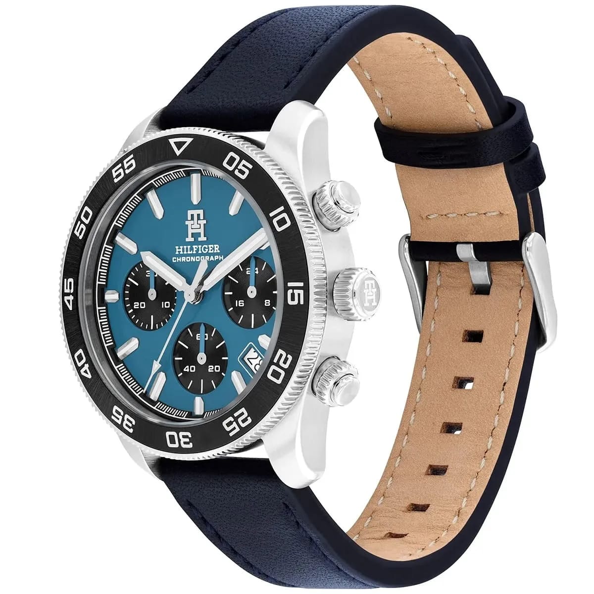 Tommy Hilfiger  1792187 Men’s Chronograph Watch – Blue Dial & Navy Leather Strap