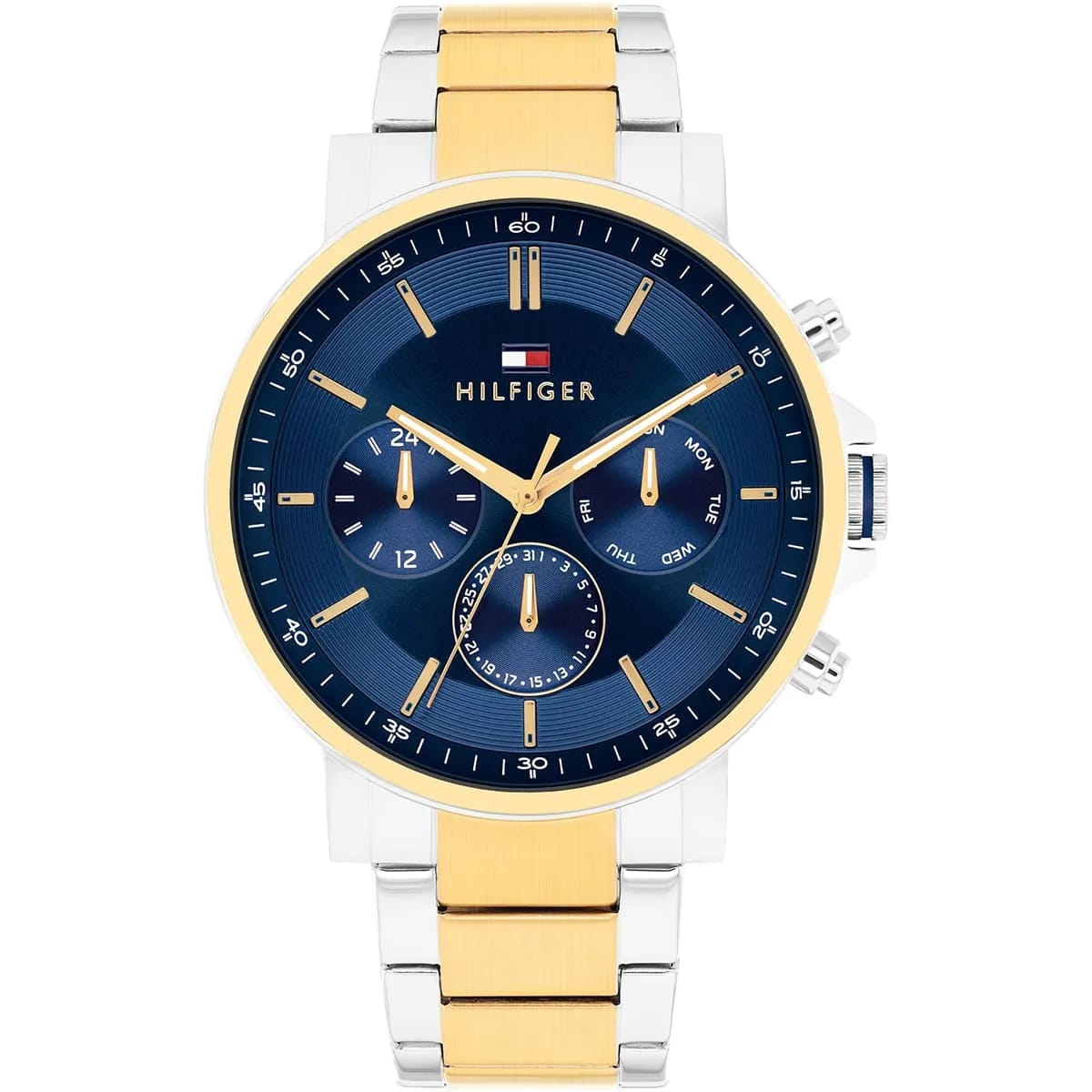 Tommy Hilfiger 1710710 Men’s Multi-Function Watch – Blue Dial & Two-Tone Gold/Silver Stainless-Steel Bracelet
