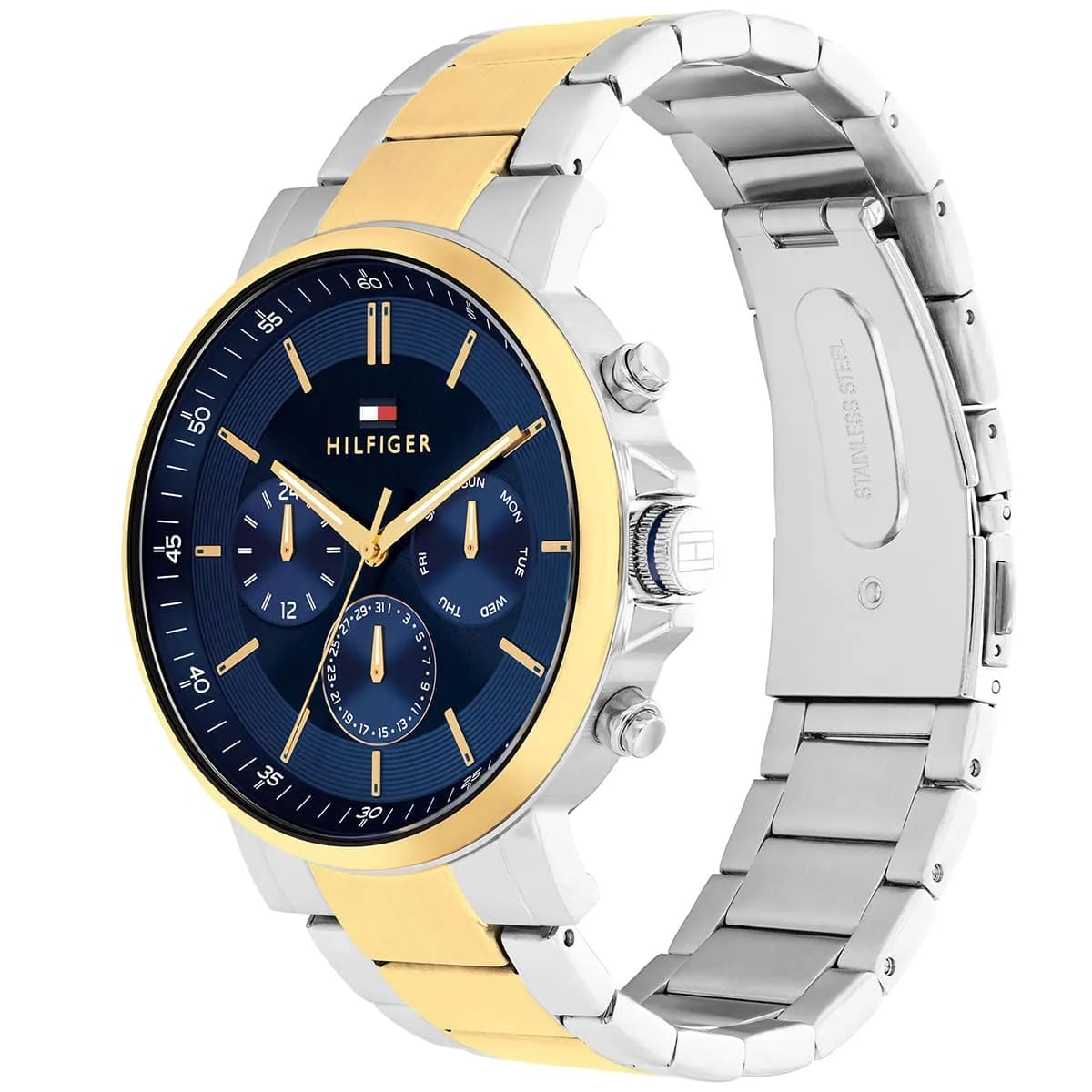 Tommy Hilfiger 1710710 Men’s Multi-Function Watch – Blue Dial & Two-Tone Gold/Silver Stainless-Steel Bracelet
