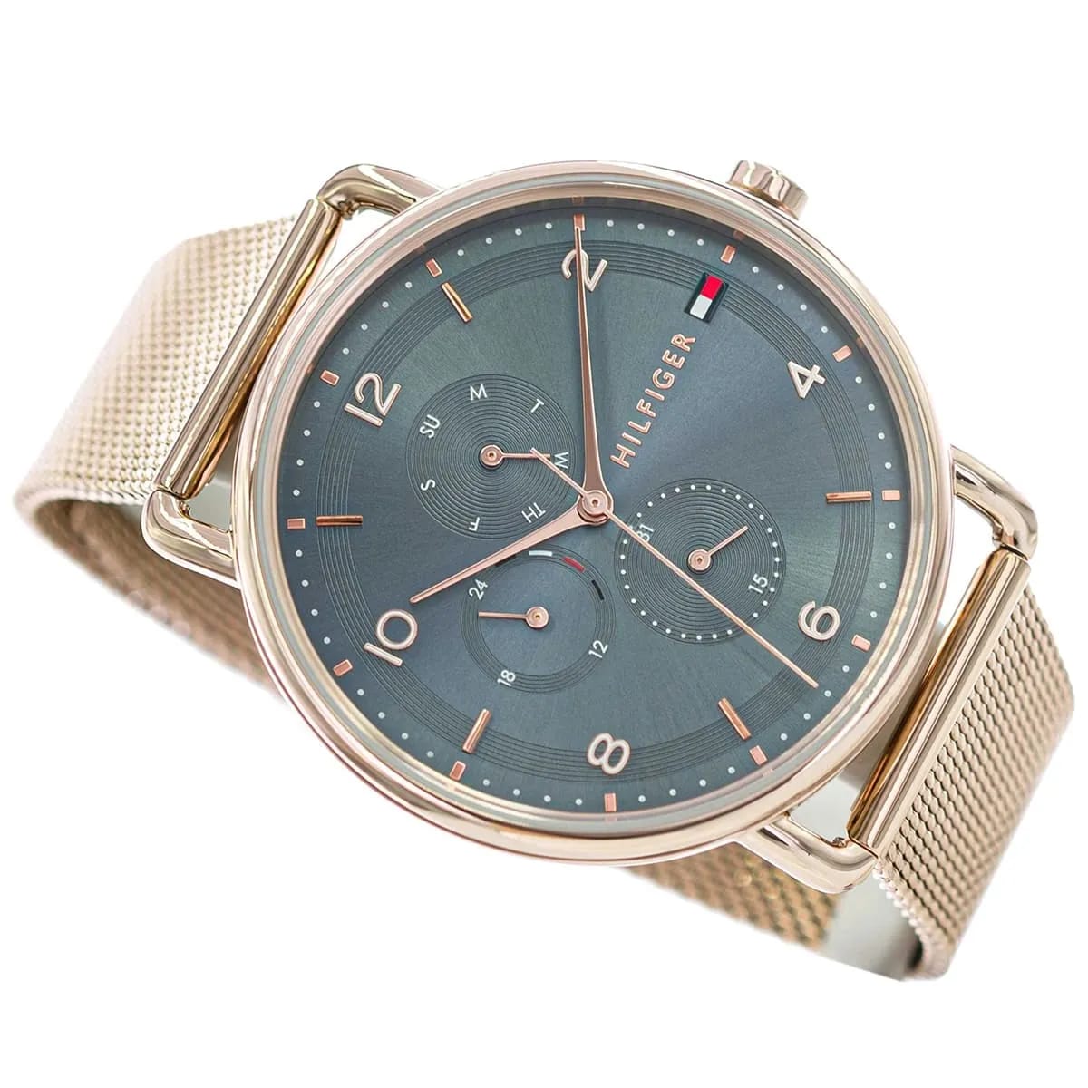 Tommy Hilfiger 1782664 Men’s Multi-Function Watch – Rose Gold Mesh Bracelet & Blue-Grey Dial