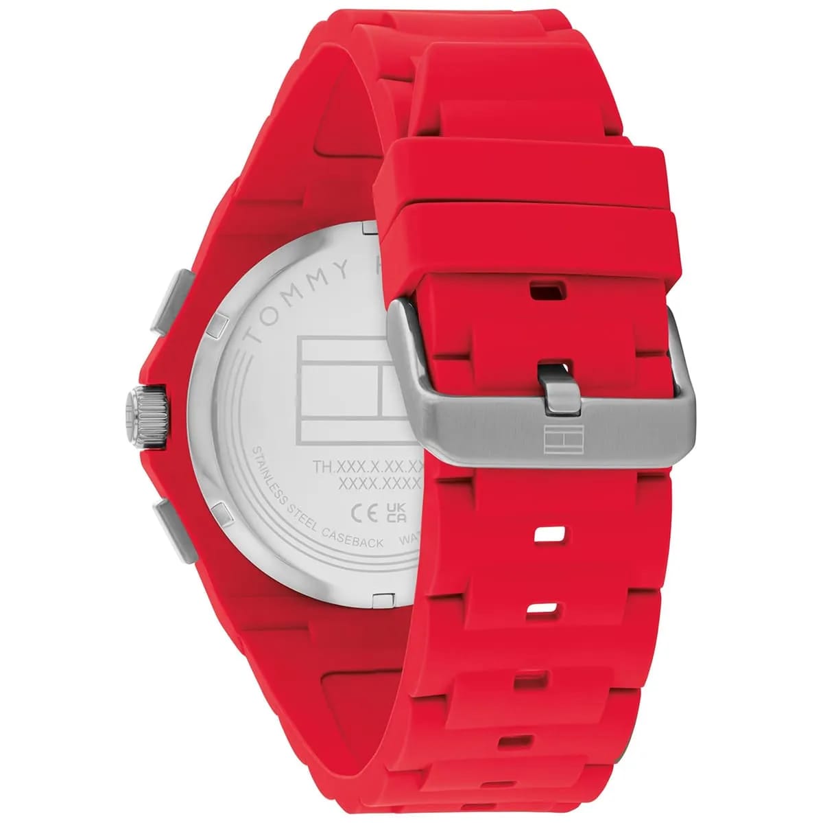Tommy Hilfiger 1792123 Men’s Multi-Function Watch – Silver Dial & Red Silicone Strap (NEO Edition)