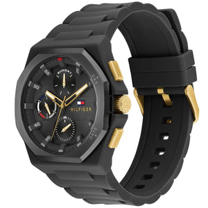 Tommy Hilfiger 1792120 Men’s Multi-Function Watch – Black Dial & Black Silicone Strap (Gold Accents – NEO Edition) - Luxury Hub Store