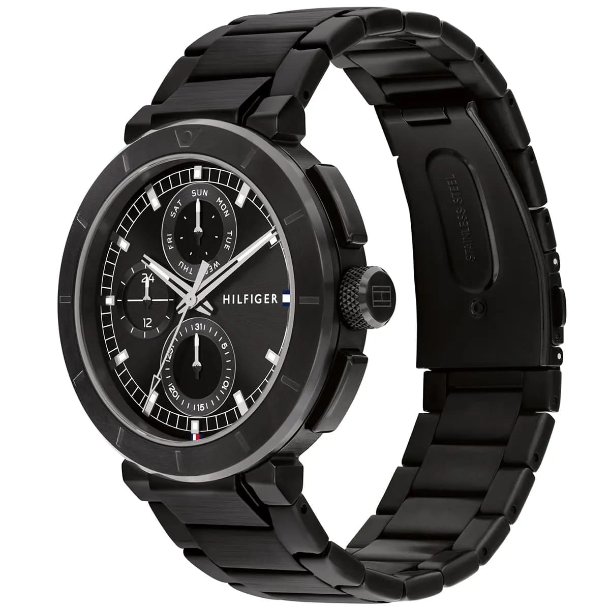 Tommy Hilfiger 1792119Men’s Multi-Function Watch – Black Dial & Black Stainless-Steel Bracelet