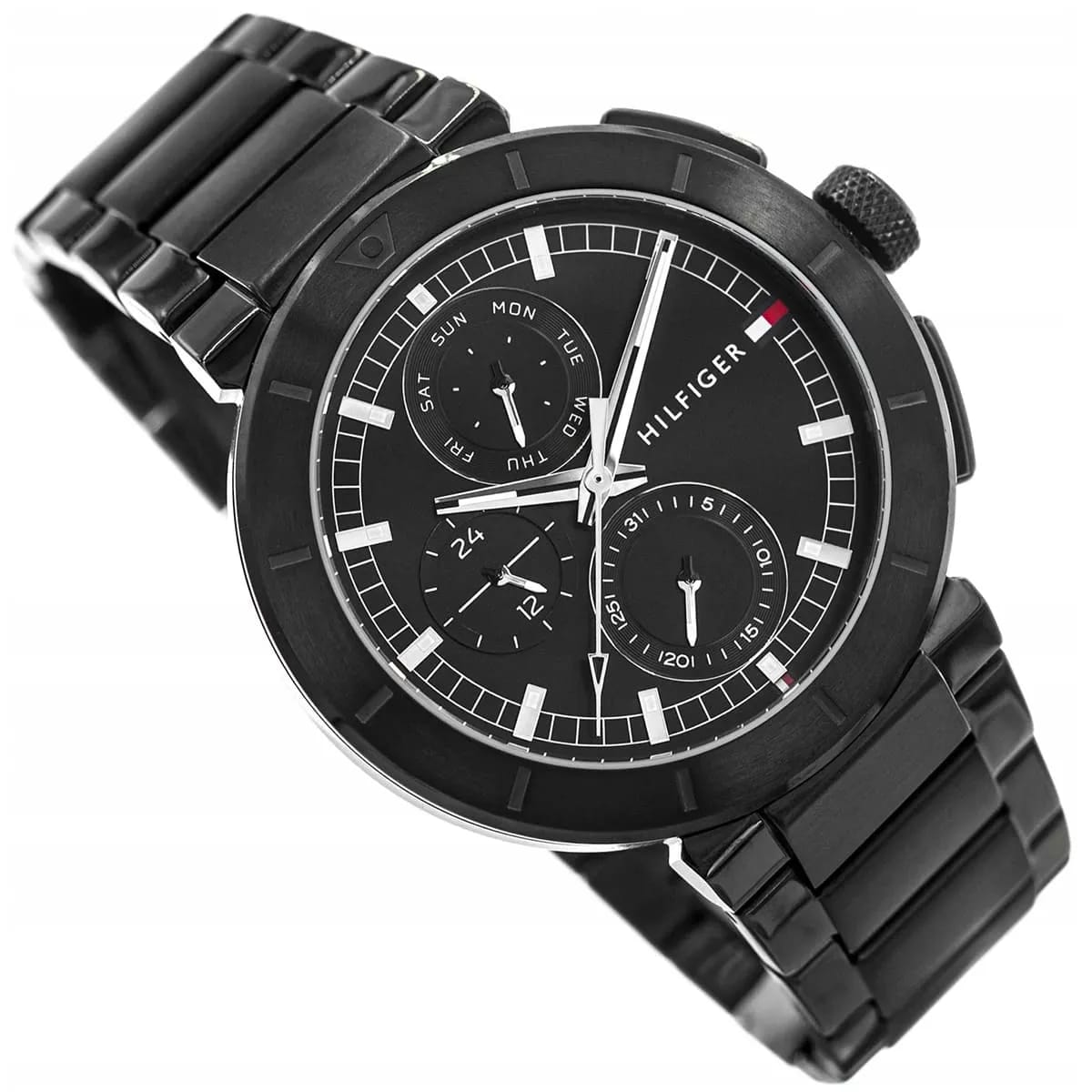 Tommy Hilfiger 1792119Men’s Multi-Function Watch – Black Dial & Black Stainless-Steel Bracelet