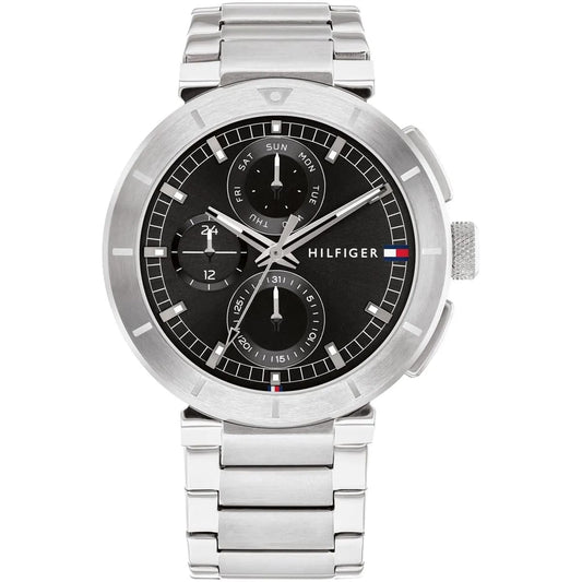 Tommy Hilfiger 1792116 Men’s Multi-Function Watch – Black Dial & Silver Stainless-Steel Bracelet