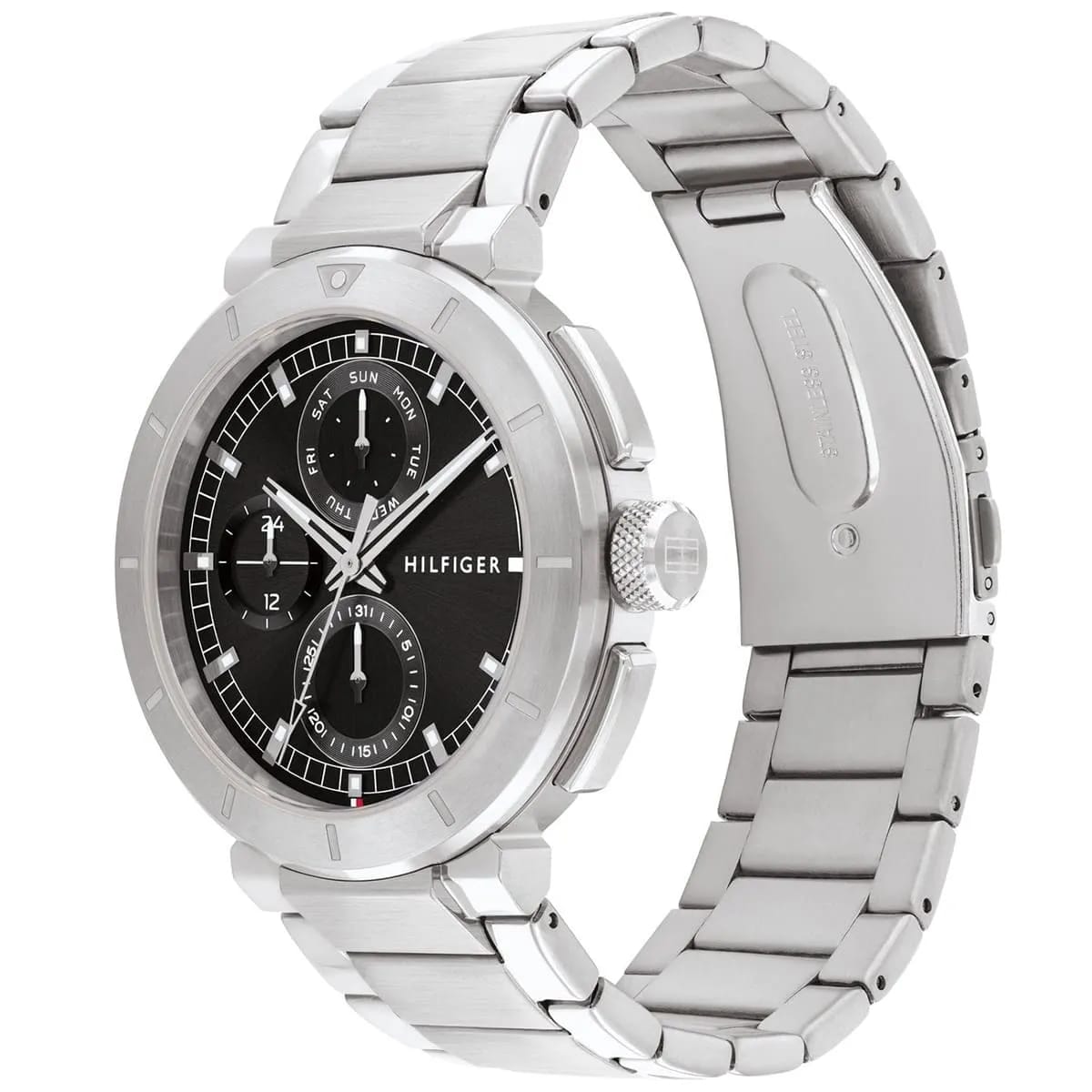 Tommy Hilfiger 1792116 Men’s Multi-Function Watch – Black Dial & Silver Stainless-Steel Bracelet