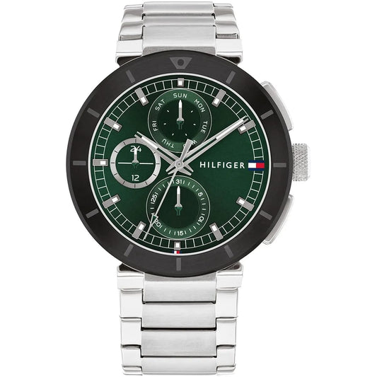 Tommy Hilfiger 1710509 Men’s Multi-Function Watch – Green Dial & Silver Stainless-Steel Bracelet