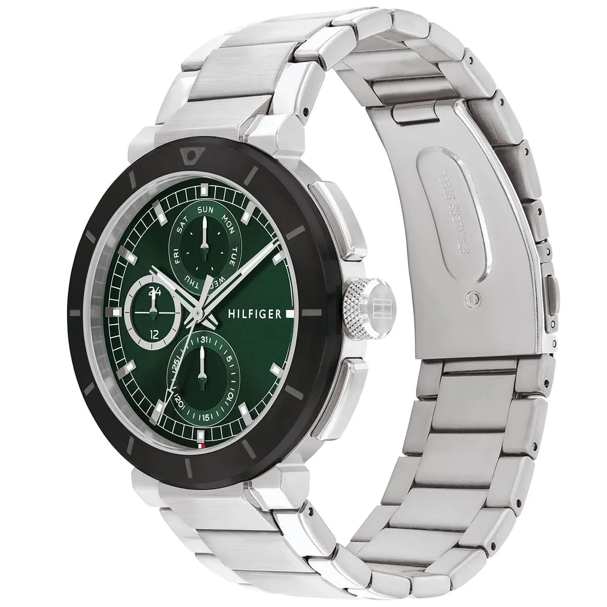 Tommy Hilfiger 1710509 Men’s Multi-Function Watch – Green Dial & Silver Stainless-Steel Bracelet - Luxury Hub Store