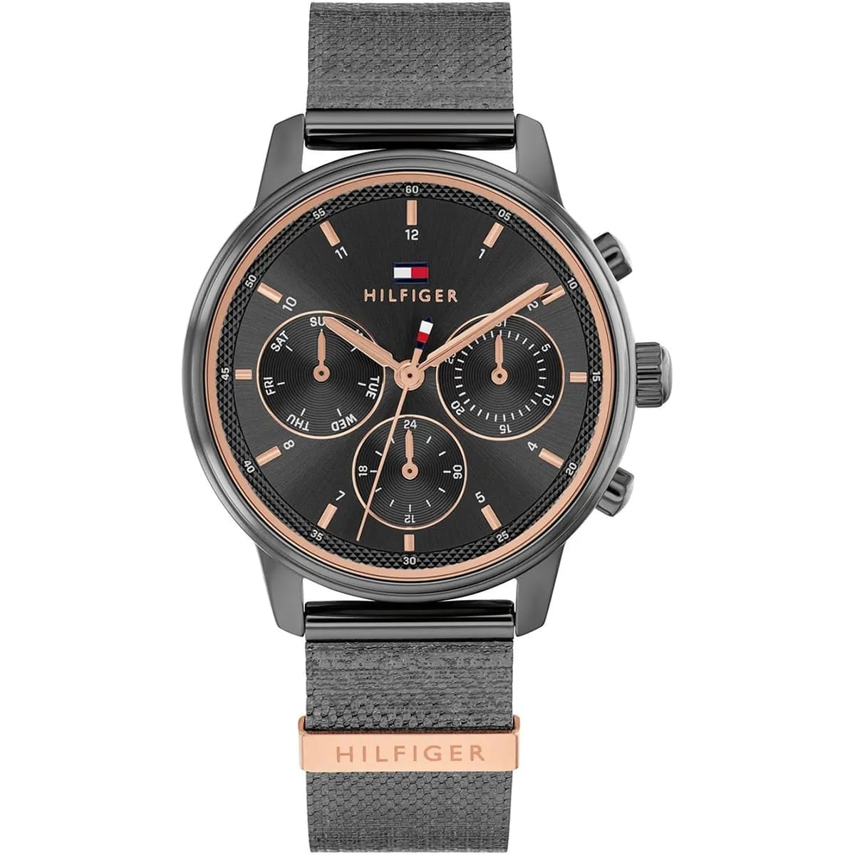 Tommy Hilfiger 1782810 Men’s Multi-Function Watch – Black Dial & Black Mesh Stainless-Steel Strap - Luxury Hub Store