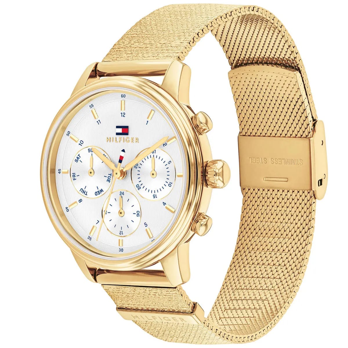 Tommy Hilfiger Men's Multi-Function Watch – Model 1782302 – Gold Mesh Strap - Luxury Hub Store