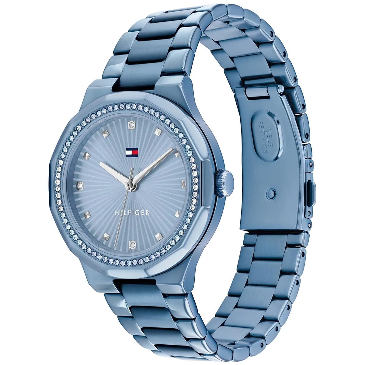 Tommy Hilfiger Ladies Watch – Model 1782724 – Blue Crystal Bezel - Luxury Hub Store