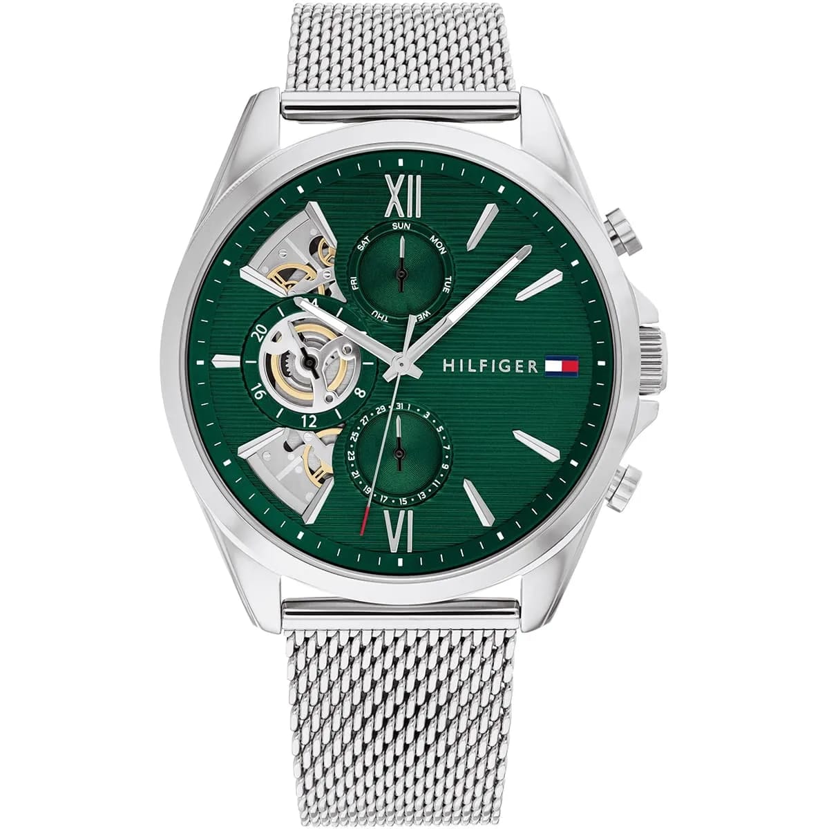 Tommy Hilfiger Cooper | 1710647 | Multi-Function Skeleton Watch - Green Mesh - Luxury Hub Store